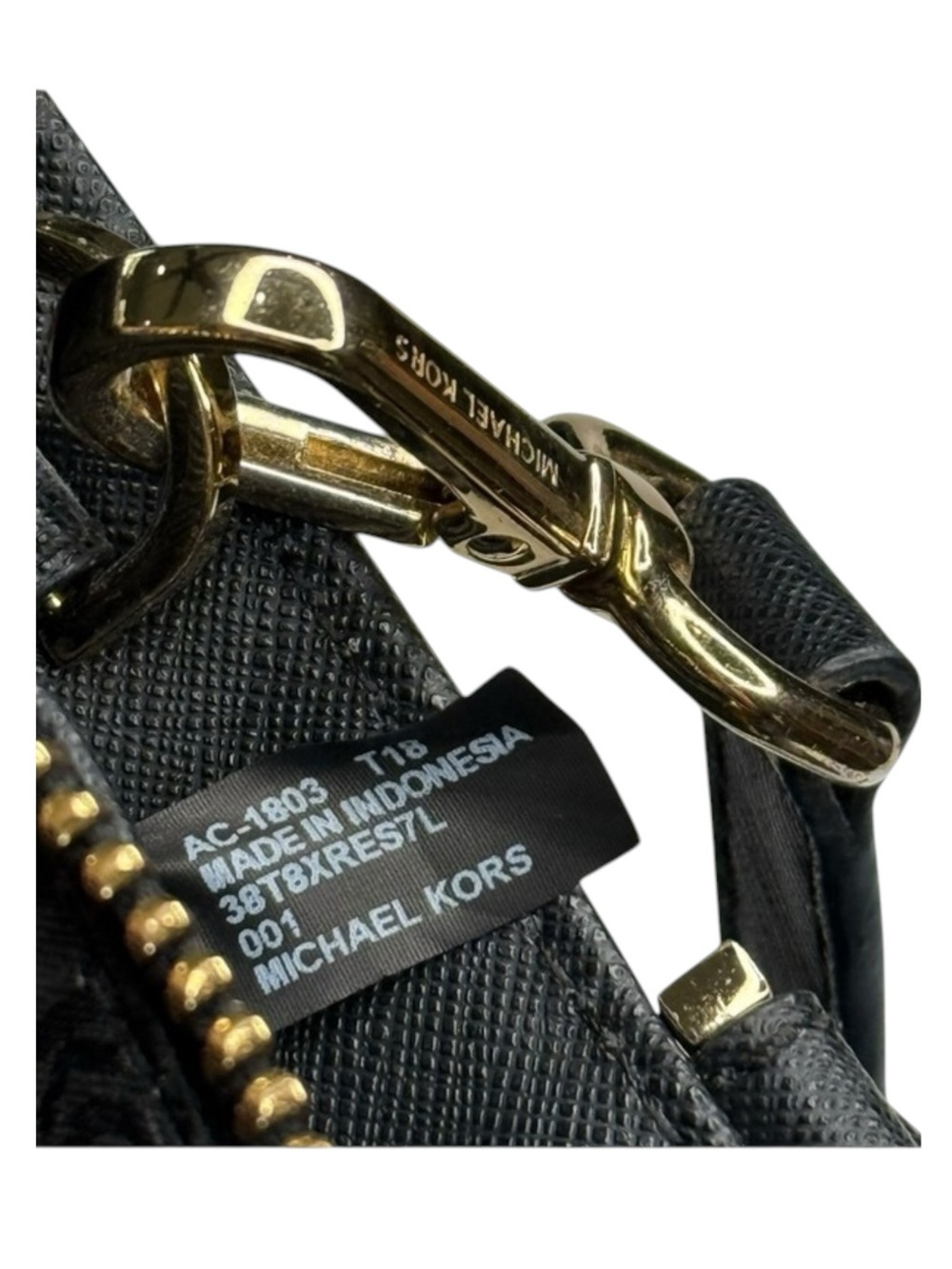Michael Kors ✿ Florence Medium Saffiano Leather Satchel Handbag ✿ Black Gold MK - Picture 11 of 16